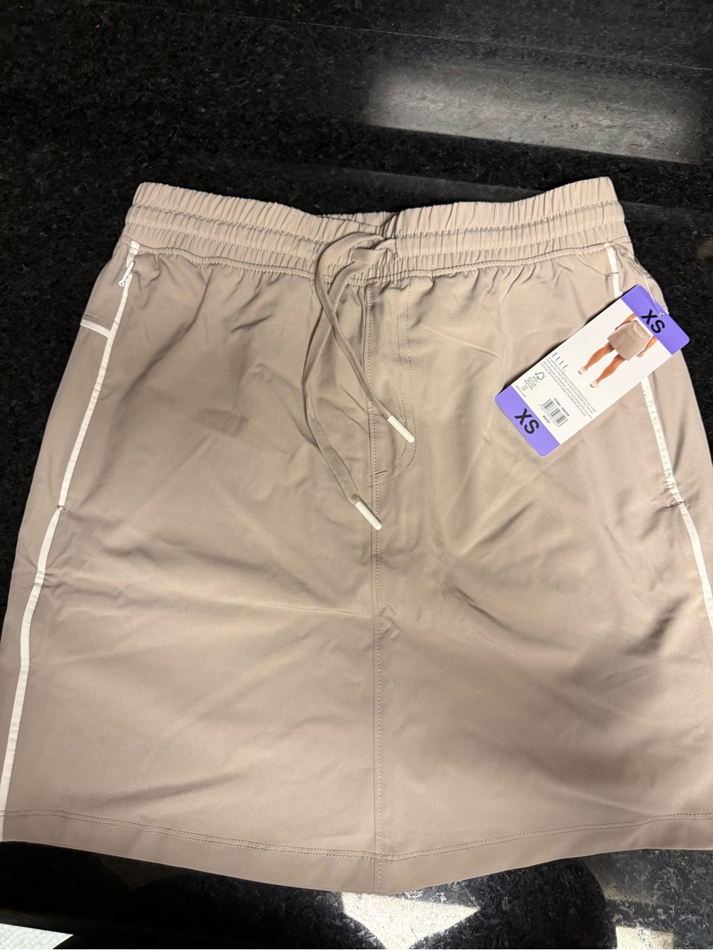 XS Women's Midi Skirt in Taupe with Drawstring Waist
